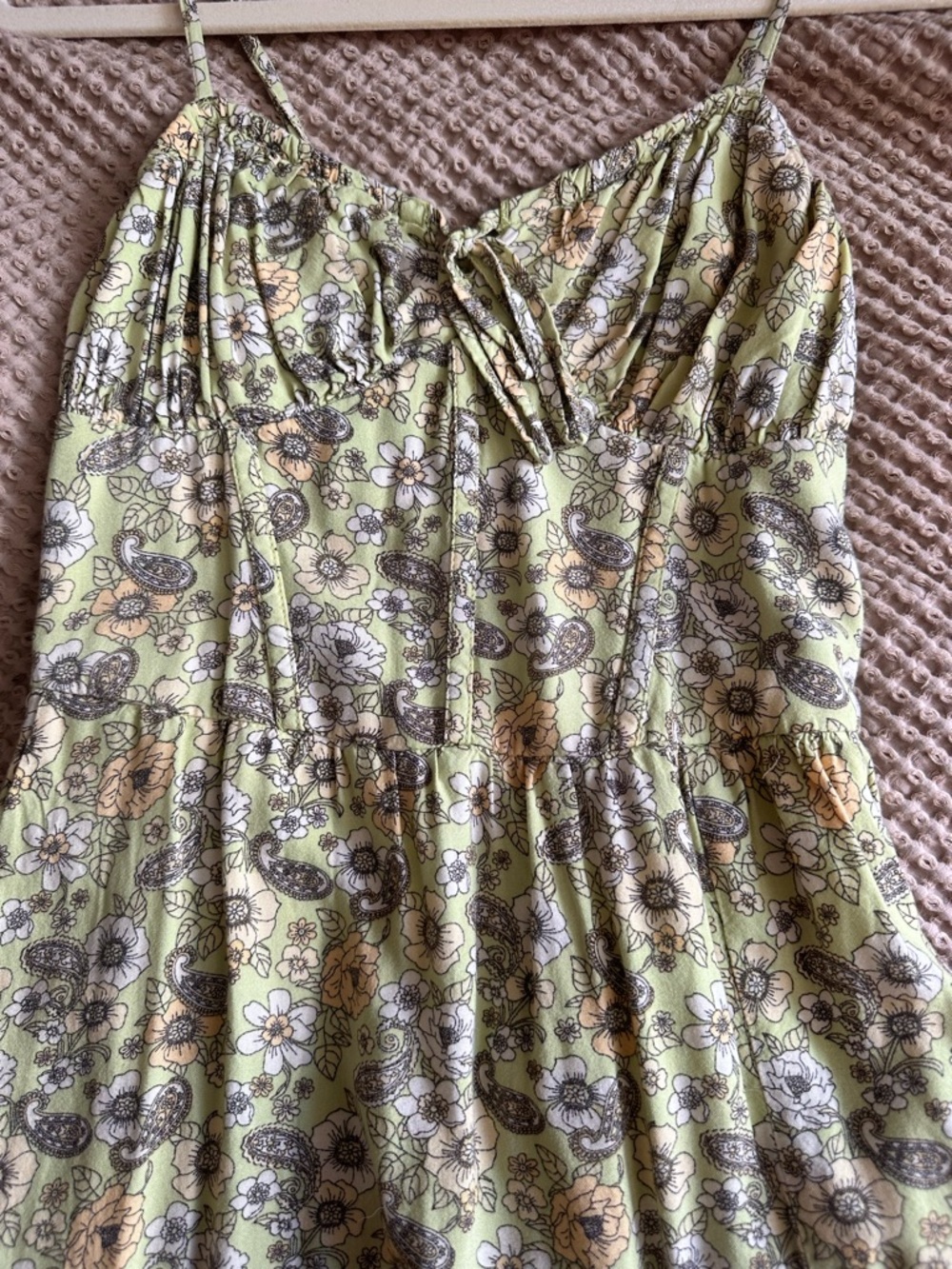 Hollister Light Green Floral Smocked Sundress